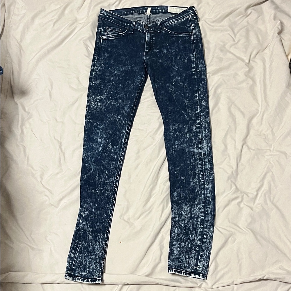 rag & bone Dark Blue Acid Wash Skinny Jeans size 28